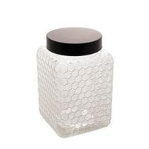 Pote de Vidro com Tampa Preta Colméia 13x20cm 2,4L