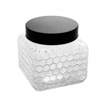 Pote de Vidro com Tampa Preta Colméia - Wolff Pote de Vidro com Tampa Preta Colméia - Wolff