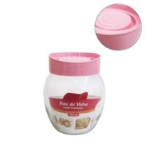 Pote de vidro com tampa rosa 720ml redondo para mantimentos açúcar café farinha biscoito de cozinha