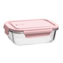 Pote de Vidro com Tampa Rosa Hermética 680ml Retangular Frutas Alimentos UZ - UZ Utilidades