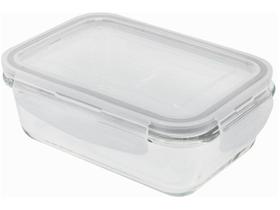 Pote de Vidro com Tampa Transparente Retangular Raso - 330ml