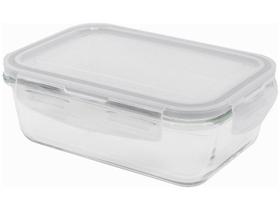 Pote de Vidro com Tampa Transparente Retangular Raso - 840ml Pote de Vidro com Tampa Transparente Retangular Raso - 840ml