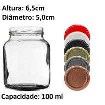 Pote De Vidro Conserva 100ml Mini Kit Com Tampa E Lacre