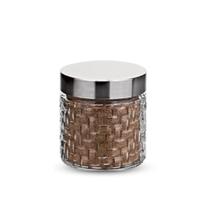 Pote de Vidro Cozinha Com Tampa Inox Rattan 0,5 Litros Euro