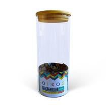 Pote De Vidro De Mantimentos 800ml C/ Tampa De Bambu Oikos Cor Marrom-claro