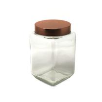 Pote de Vidro Decorativo Organizador Tampa Rose Recipiente Porta Mantimentos Alimentos Hermético Vedação Conserva Cozinha 1,7L
