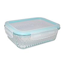 Pote de Vidro Diamond Retangular 1040ML Azul Claro Hermético - Belakaza