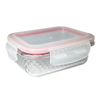 Pote de Vidro Diamond Retangular 370ML Vermelho Hermético - Belakaza