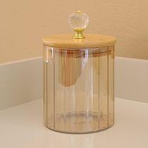 Pote de Vidro Dourado CANELADO ÂMBAR CRISTAL 550ML Hermético Porta Mantimentos cozinha Tampa Bambu Pote de Vidro Dourado CANELADO ÂMBAR CRISTAL 550ML Hermético Porta Mantimentos cozinha Tampa Bambu
