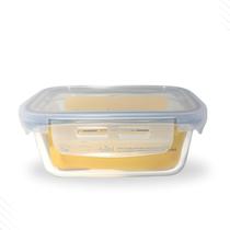 Pote de vidro hermetica retangular com travas marmita 350ml
