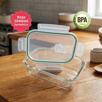 Pote de Vidro Hermético 1040ml com Tampa e Válvula de Respiro