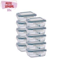 Pote de vidro Hermético 1040ml Divisoria Alimentos 10 unidades - QUALITY HOUSE Pote de vidro Hermético 1040ml Divisoria Alimentos 10 unidades - QUALITY HOUSE