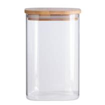 Pote de Vidro Hermético 1100ml Tampa Bambu Quadrado Oikos Borea para Mantimentos Condimentos Pote de Vidro Hermético 1100ml Tampa Bambu Quadrado Oikos Borea para Mantimentos Condimentos