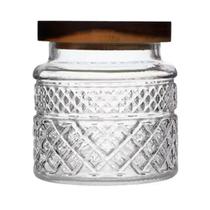 Pote De Vidro Hermético 1150ml Com Tampa De Madeira Elegante Pote De Vidro Hermético 1150ml Com Tampa De Madeira Elegante
