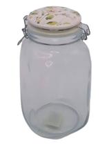 Pote de Vidro Hermético 1500ml com Tampa em Cerâmica e Trava de Aço