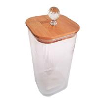 Pote De Vidro Hermético 1800ml Tampa De Bambu Puxado Cristal - Flashgoods Pote De Vidro Hermético 1800ml Tampa De Bambu Puxado Cristal - Flashgoods