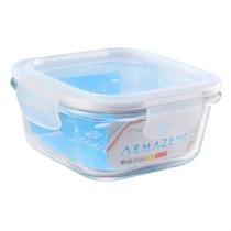 Pote De Vidro Hermético 520ml Quadrado Com Tampa Marmita