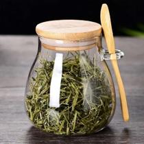 Pote de Vidro Hermético 650ml com Tampa e Colher de Bambu Domni