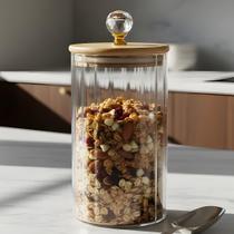 Pote de Vidro Hermético 750ml com Tampa de Bambu Cristal Porta Mantimentos para Cozinha e Sala, Ideal para Cantinho do Café Pote de Vidro Hermético 750ml com Tampa de Bambu Cristal Porta Mantimentos para Cozinha e Sala, Ideal para Cantinho do Café