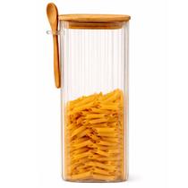 Pote de Vidro Hermético Borossilicato Transparente Canelado C/Colher 1300ml Mantimentos Grãos Decoração Cozinha Pote de Vidro Hermético Borossilicato Transparente Canelado C/Colher 1300ml Mantimentos Grãos Decoração Cozinha