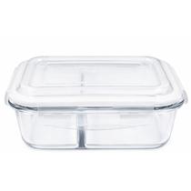 Pote De Vidro Hermético C/ Divisória Retangular 1040ml Mantimentos Grãos Decoração Cozinha