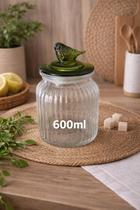 Pote de Vidro Hermético Canelado Pássaro Verde 600ml
