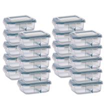 Pote de Vidro Hermético Com Divisoria 640ml Marmita 20 Unidade