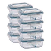 Pote de Vidro Hermético Com Divisoria 640ml Marmita 8 Unidad