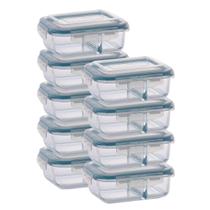 Pote de Vidro Hermético Com Divisoria 640ml Marmita 9 Unidade