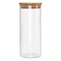 Pote De Vidro Hermético Com Tampa De Bambu - 1500Ml