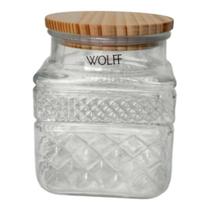 Pote de Vidro Hermético com Tampa em Madeira 1,2L Wolff Pote de Vidro Hermético com Tampa em Madeira 1,2L Wolff