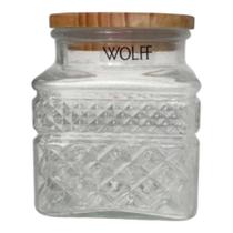 Pote de Vidro Hérmetico com Tampa em Madeira 600ml Wolff