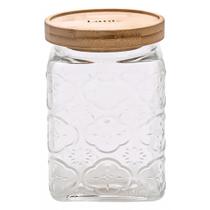 Pote de Vidro Hermético Flores Quadrado Transparente 850ml Mantimentos Grãos Decoração Cozinha Pote de Vidro Hermético Flores Quadrado Transparente 850ml Mantimentos Grãos Decoração Cozinha