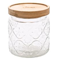 Pote de Vidro Hermético Flores Redondo Transparente 560ml Mantimentos Grãos Decoração Cozinha