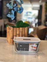 Pote de vidro hermetico fresh lock 1200ml branco fechado