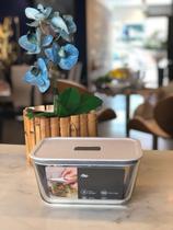 Pote de vidro hermetico fresh lock 2400ml branco fechado