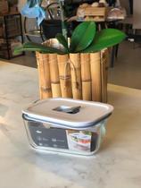 Pote de vidro hermetico fresh lock 370ml branco fechado