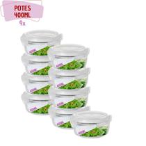 Pote de Vidro Hermético Mantimentos 4 Travas 400ml 9 Unidade