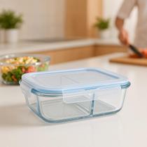 Pote de Vidro Hermetico Marmita Grande 1520ml Divisoria Tampa Com Vedação Trava Microondas Freezer