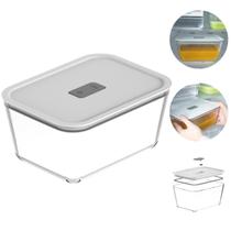 Pote de Vidro Hermético Multiuso Assadeira Para Forno Geladeira Travessa Funda 2,4L Com Tampa Respiro Cor Branca
