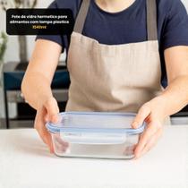 Pote de vidro hermetico para alimentos com tampa plastica 1040ml