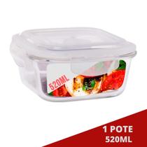 Pote de Vidro Hermetico Quadradao 520ML Marmita Forno Airfryer