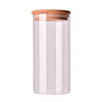Pote De Vidro Hermético Redondo 1500ml Com Tampa De Bambu Moderno Pote De Vidro Hermético Redondo 1500ml Com Tampa De Bambu Moderno