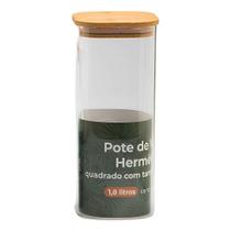 Pote de Vidro Hermético Redondo 1,8L com Tampa de Bambu