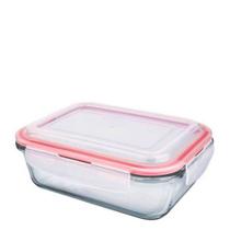 Pote de Vidro Hermético Retangular Vermelho 1L - Casa pratika