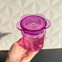 Pote de vidro lilás decorado com tampa de flor para condimentos cozinha fofa mantimentos