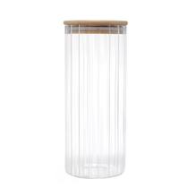 Pote de Vidro Mantimento 1700 ML Canelado Tampa de Bambu Pote de Vidro Mantimento 1700 ML Canelado Tampa de Bambu