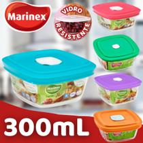 Pote de Vidro Marinex Com Tampa 300mL Facilita VAP Tigela Vasilha Freezer, Forno e Microondas