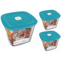 Pote De Vidro Marinex Quadrado Alto Facilita C/ Tampa 1L 2Un