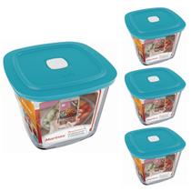 Pote De Vidro Marinex Quadrado Alto Facilita C/ Tampa 1L 3Un Pote De Vidro Marinex Quadrado Alto Facilita C/ Tampa 1L 3Un